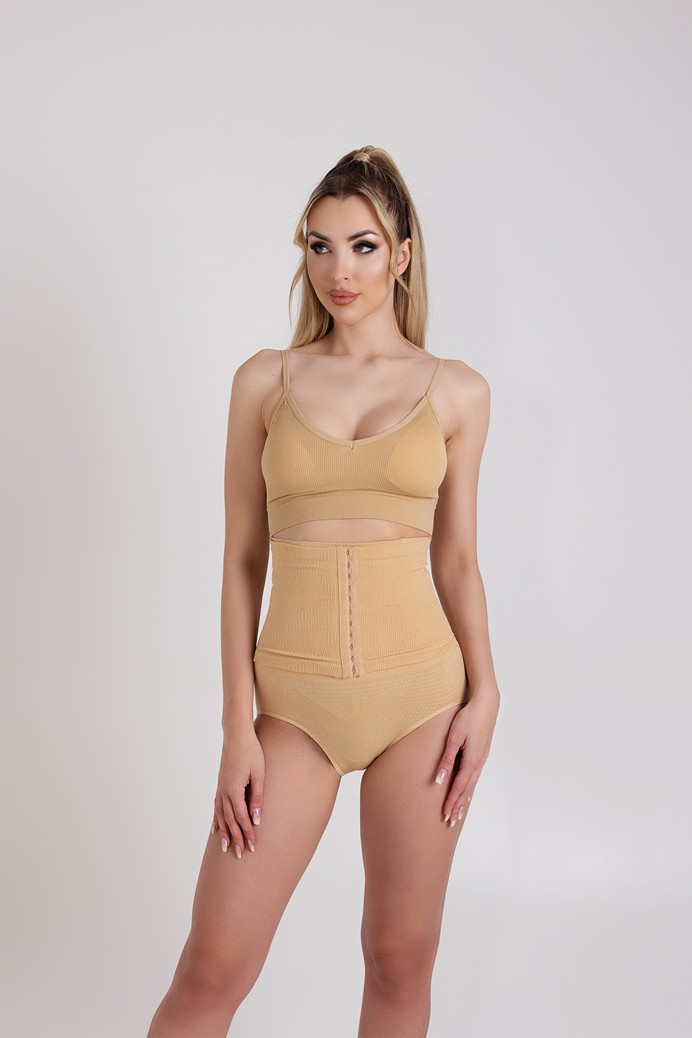 Alakformáló magasított normál bugyi + fűző - Panty - Toffee cream - M/L