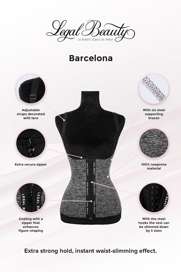 Barcelona - Zipper Neoprene Waist Trainer Vest - Grey melange - L