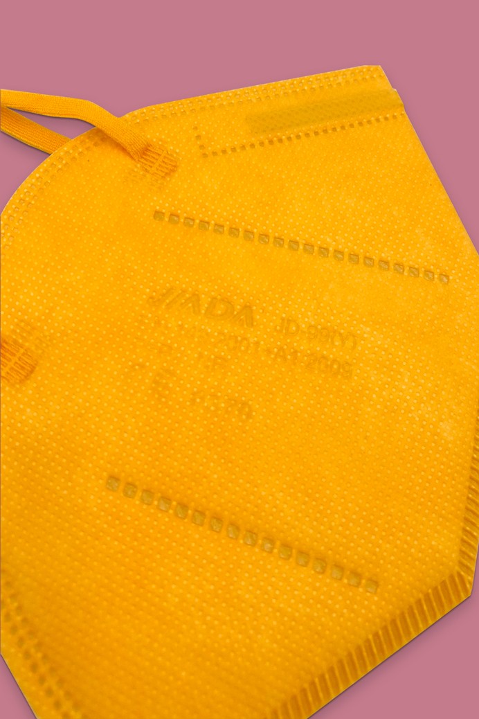 Jiada FFP2 CE 0370 - FFP2 maszk (mennyiség, szín és szelep) - 10 db - Sárga - Szelep nélküli