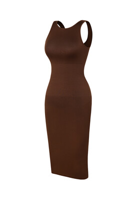 No. 19 - Strapless backless midi dress - Brown - M/L
