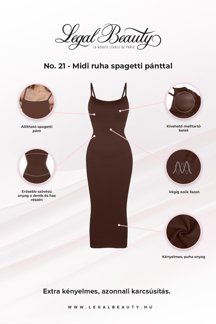 No. 21 - Midi ruha spagetti pánttal - Csokibarna - 3XL/4XL