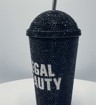 Hollywood - Double-walled straw plastic cup - Black/silver - 480 ml