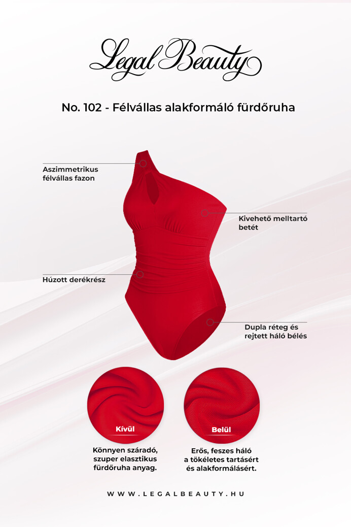 No. 102 - Félvállas alakformáló fürdőruha - Piros - M