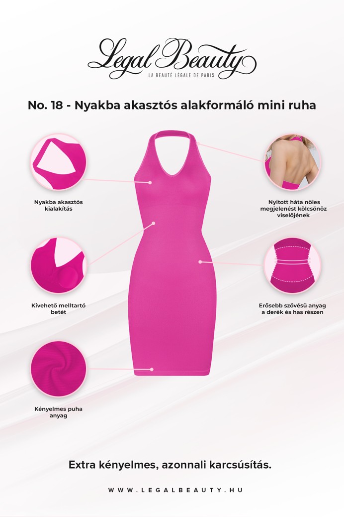 No. 18 - Nyakba akasztós alakformáló mini ruha - Rózsaszín - M/L