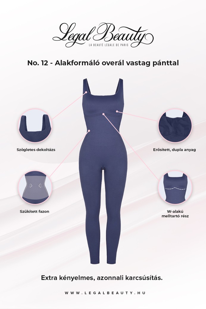 No. 12 - Alakformáló overál vastag pánttal - Indigókék - XL/XXL