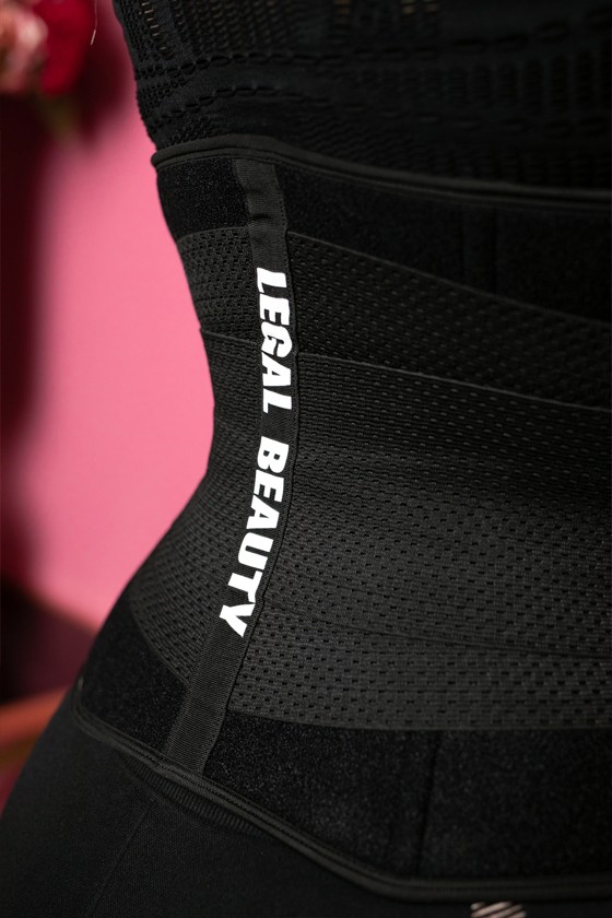 Miami - Zippered sports sauna belt with extra waistband - Jet black - XL