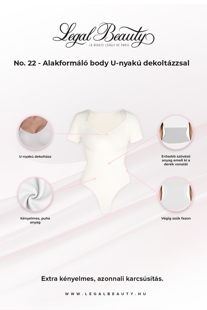 No. 22 - Alakformáló body U-nyakú dekoltázzsal - Krémszínű - 3XL/4XL