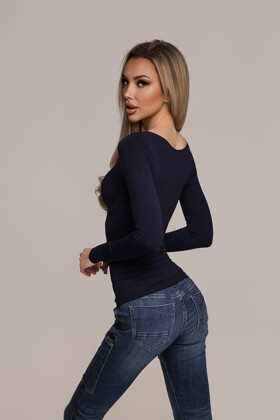 No. 48 - Hosszú ujjú felső mély dekoltázzsal - Sötétkék - S