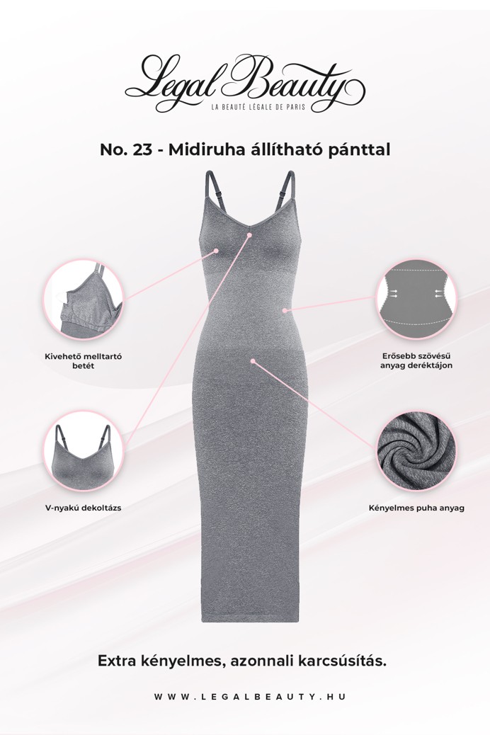 No. 23 - Midi ruha állítható pánttal - Grafitszürke - XL/XXL