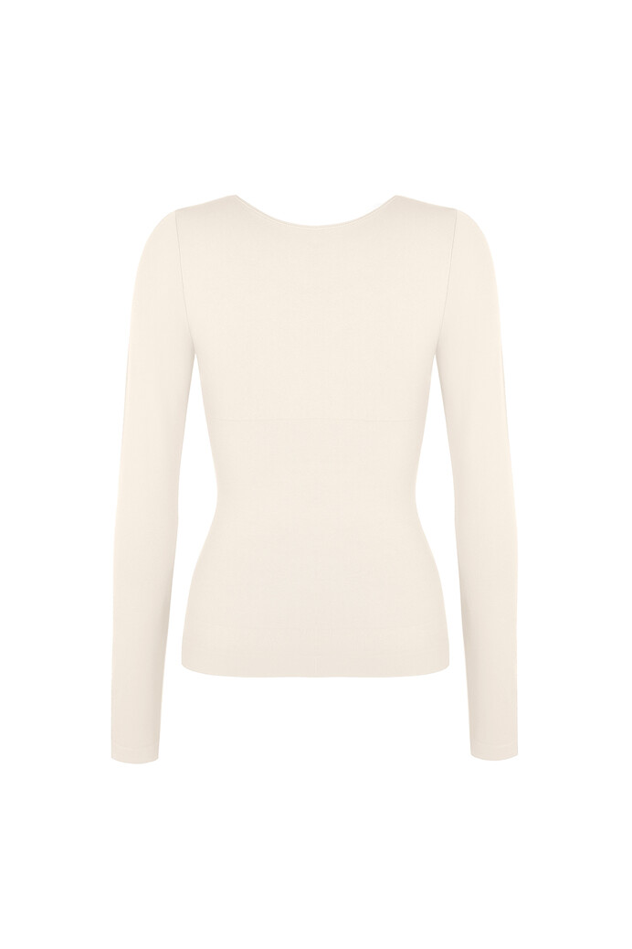 No. 48 - Hosszú ujjú felső mély dekoltázzsal - Törtfehér - XL