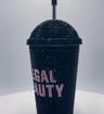 Hollywood - Dupla falú szívószálas műanyag pohár - Fekete/rózsaszín - 480 ml