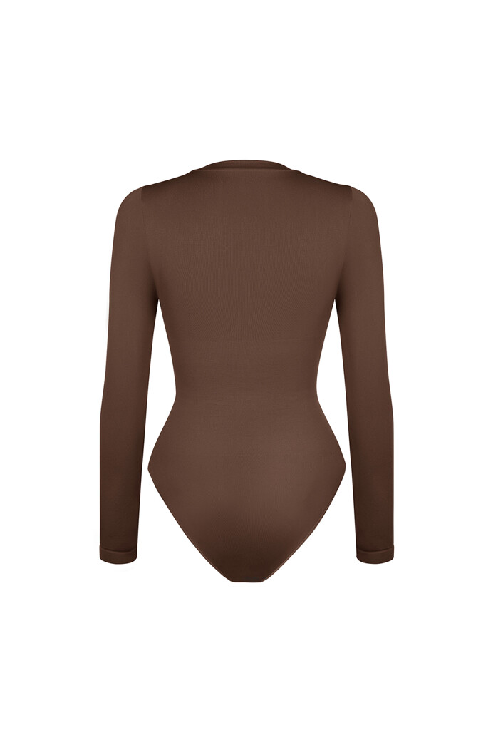 No. 47 - Hosszú ujjú alakformáló body normál alsóval - Chocolate brown - 3XL