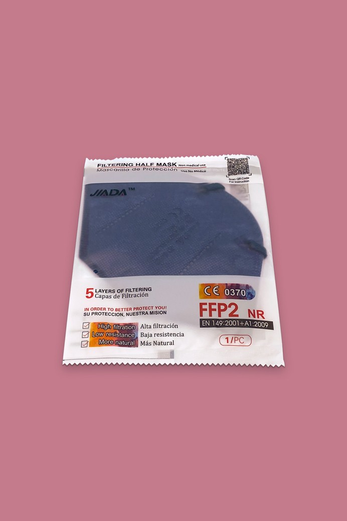 Jiada FFP2 CE 0370 - FFP2 maszk (mennyiség, szín és szelep) - 10 db - Kék - Szelep nélküli